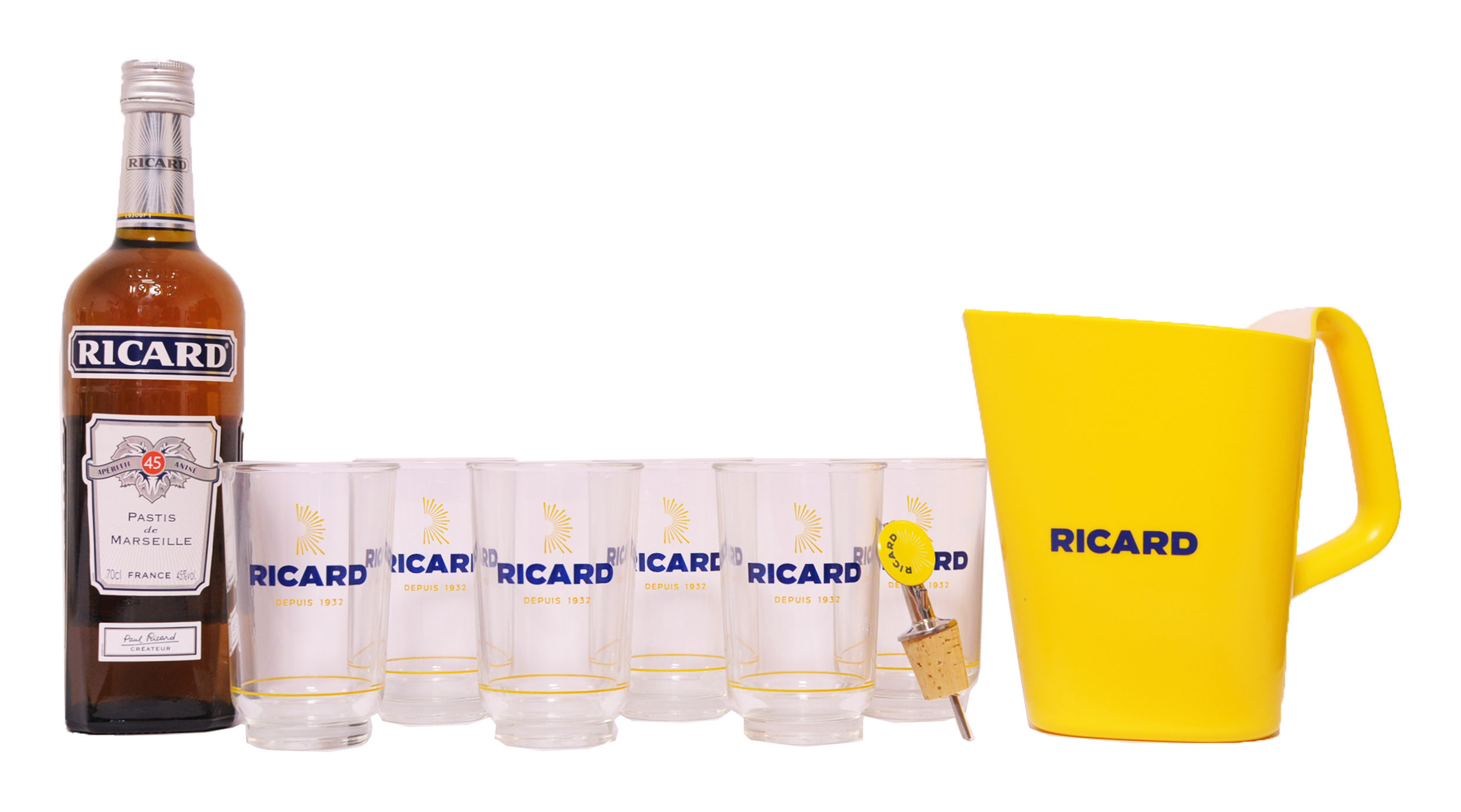 Ricard - Pastis - Coffret Lehanneur - 2 verres et Carafe - 70cl - 45°