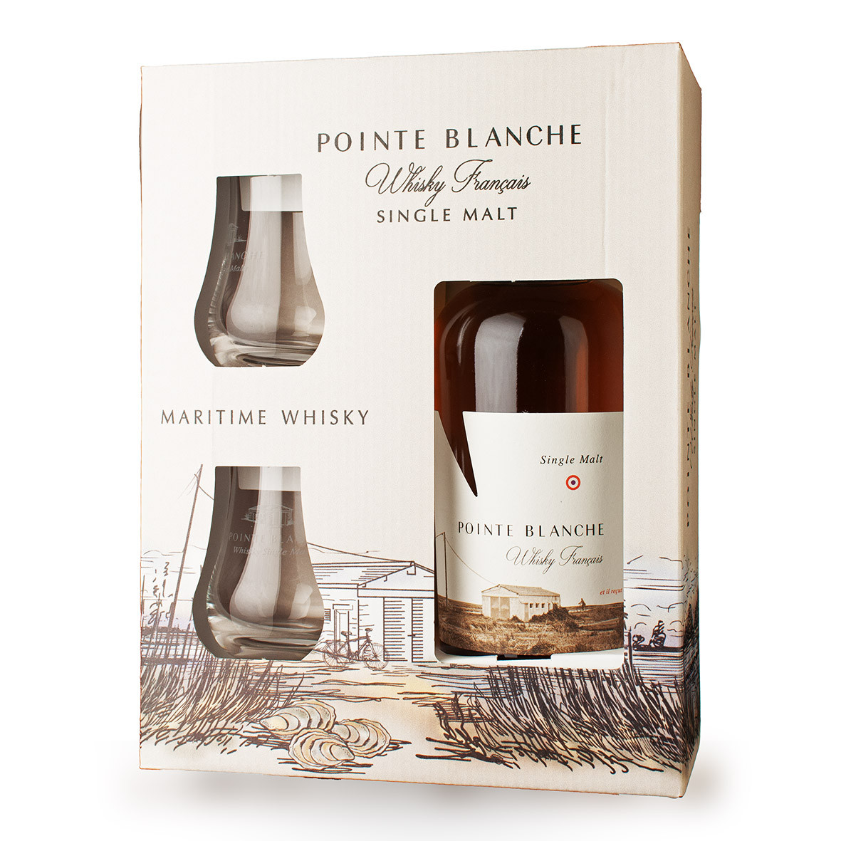 Whisky Pointe Blanche Single Malt 70cl Coffret 2 Verres www.odyssee-vins.com