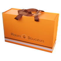 Valise Plaisirs et Douceurs Orange/Choco 33x21x12cm www.odyssee-vins.com